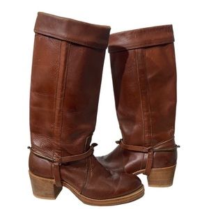 Equestrian Riding boots with spurs brown genuine leather size 10